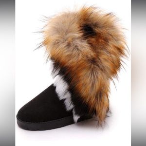 LUXDAMAI Winter Snow Boots Ankle Boots Anti-Slip Flat Casual Suede Snowshoe